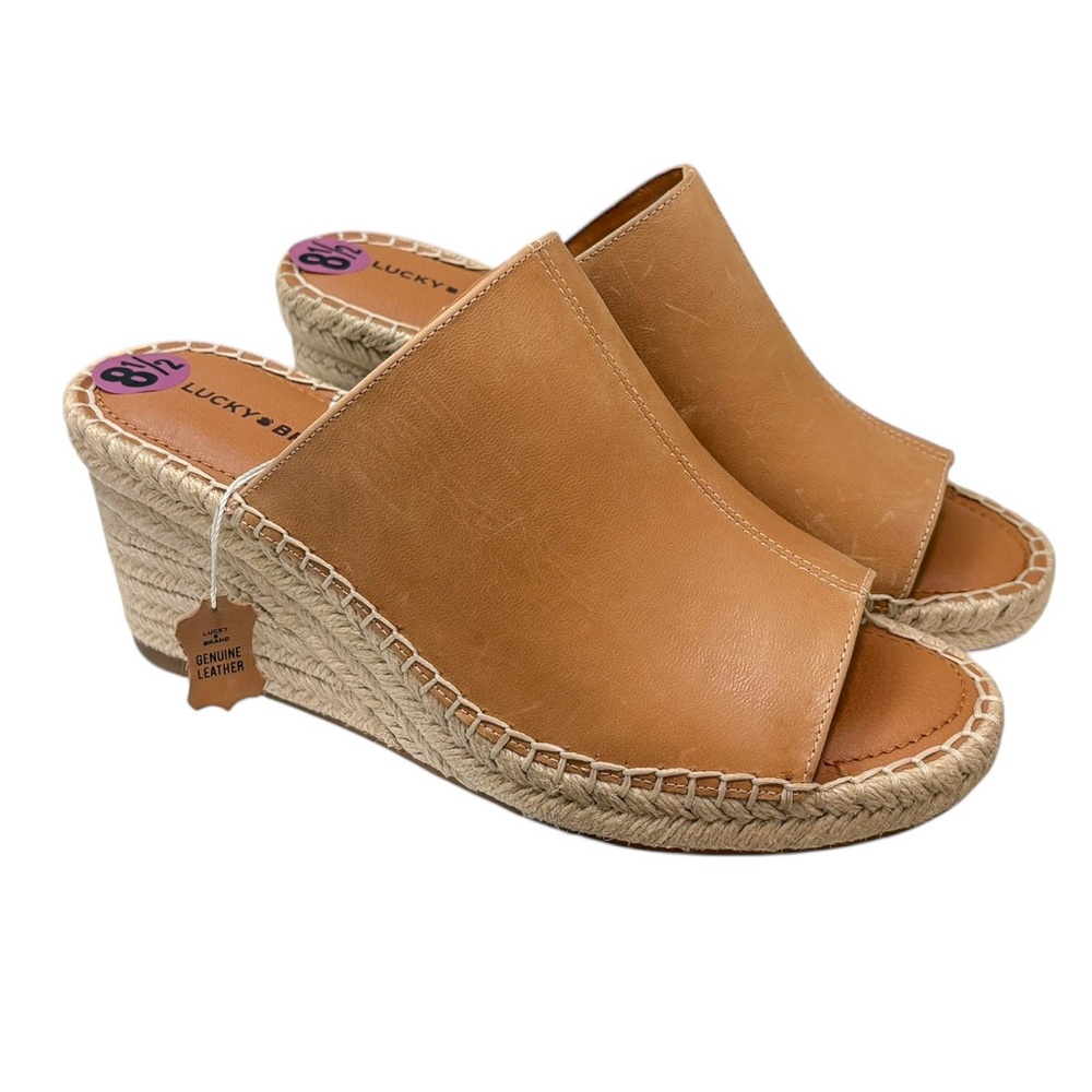 Lucky Brand Leather Wedged Espadrille Sandals